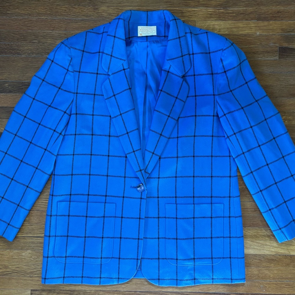 Pendleton Blue Windowpane Blazer Jacket - Picture 2 of 13